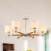 Nordic Fabric Drum Pendant Chandelier Light - 6 Lights, Black/White - Ideal for Bedroom - This daring drum pendant light fixture is a striking statement piece in any home. With its modern design and black and white color combination, this c